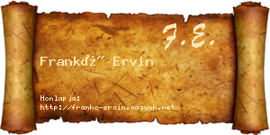 Frankó Ervin névjegykártya