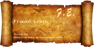 Frankó Ervin névjegykártya