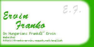 ervin franko business card